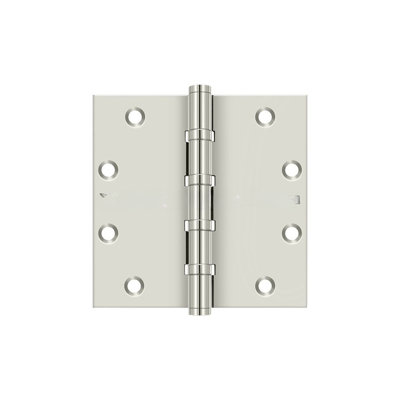Deltana DSB55B3-UNL 5" x 5" Square Hinges, Ball Bearings in Unlacquered Brass Pair