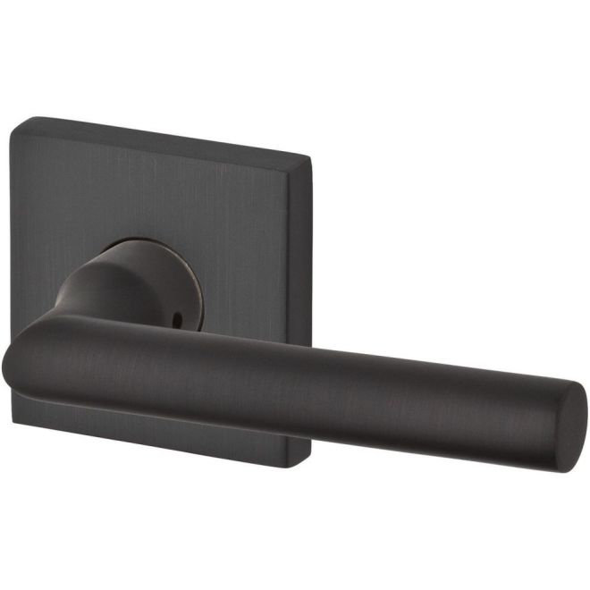 Tube Privacy Door Lever with Contemporary Square Rosette Baldwin 