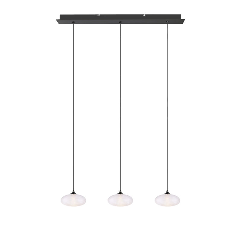 Luminaire suspendu linéaire pour îlot de cuisine 3 lumières à DEL Alvie, Noir mat