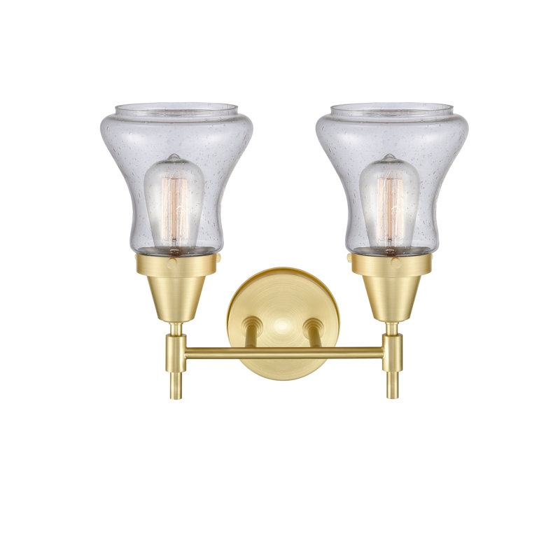 Éclairage pour meuble-lavabo à 2 lumières à intensité variable Gayle, Laiton satiné, Grainé