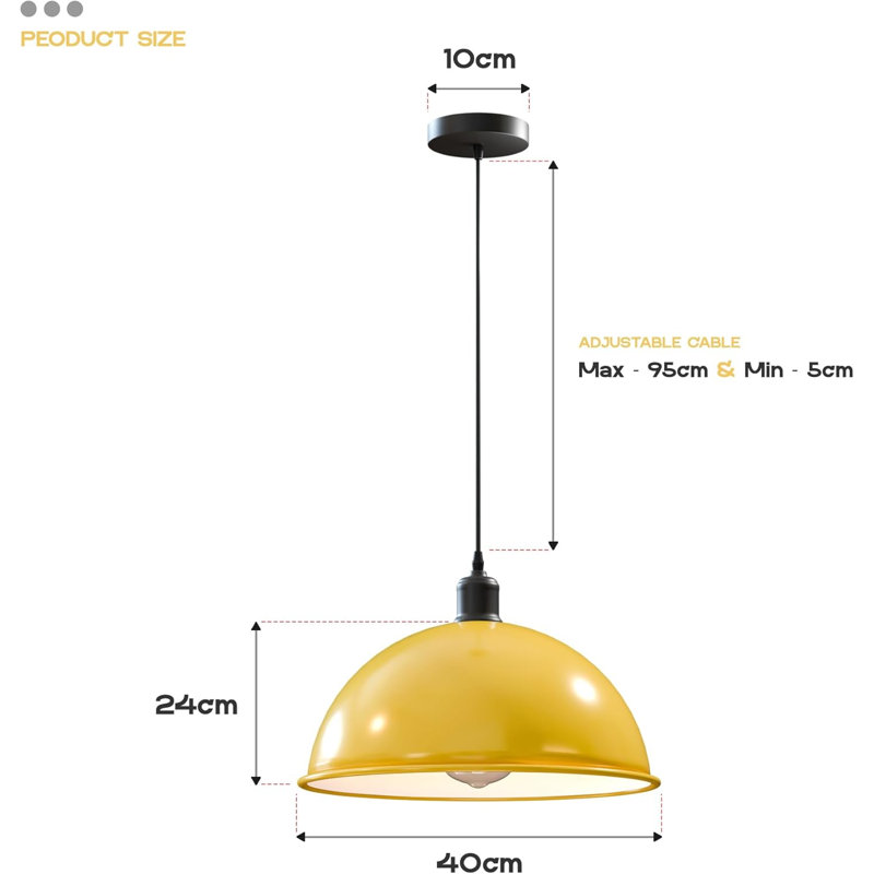 1 - Light Dome Pendant, Yellow