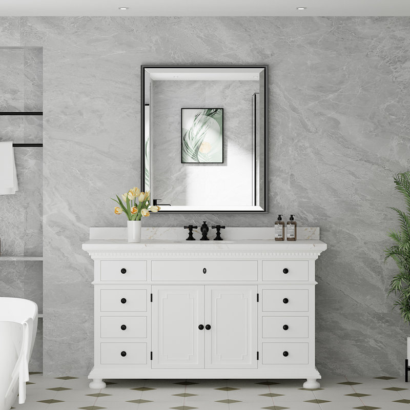 Miroir de salle de bain mural biseauté, 36 po x 30 po