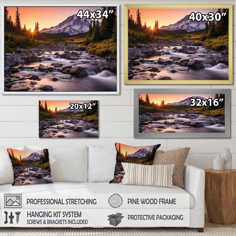 «Washington Mount Rainier National Park II», reproduction d'art sur toile, H 24 po x l 32 po x P 1 po, Cadre flottant noir