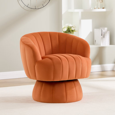  Velvet 360° Swivel Barrel Accent Chair