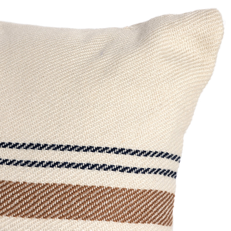 Striped Beige and Black Lumbar Outdoor Pillow