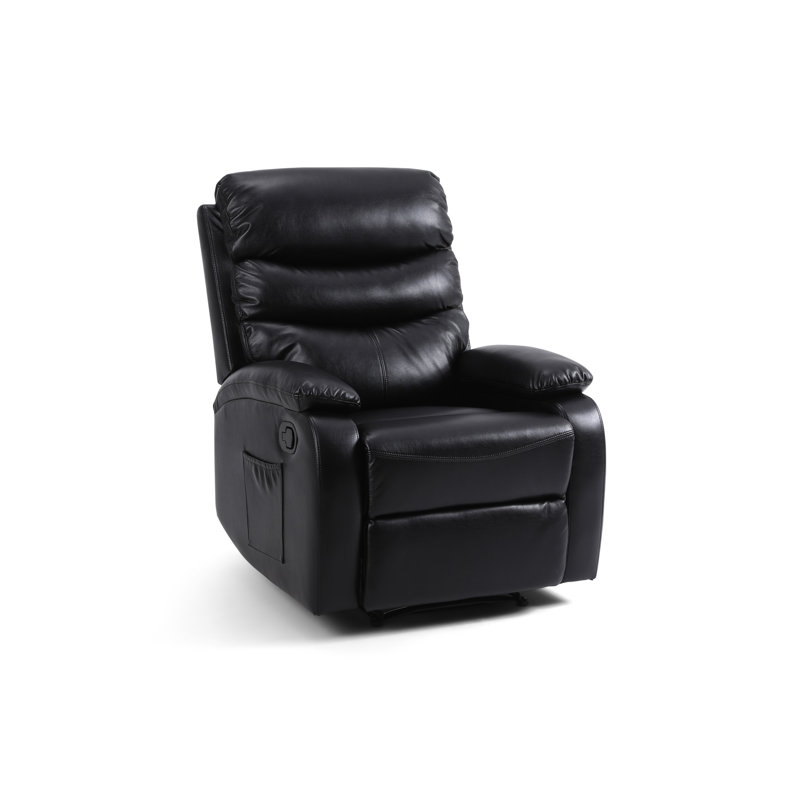 Protentis 77.5cm Wide Faux Leather Standard Recliner, Black Faux Leather