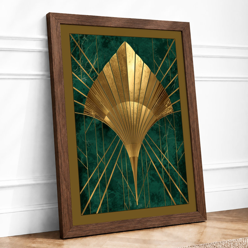 Golden Shell Art Deco - Framed Print, A1 - 84.1 x 59.4 cm, Walnut
