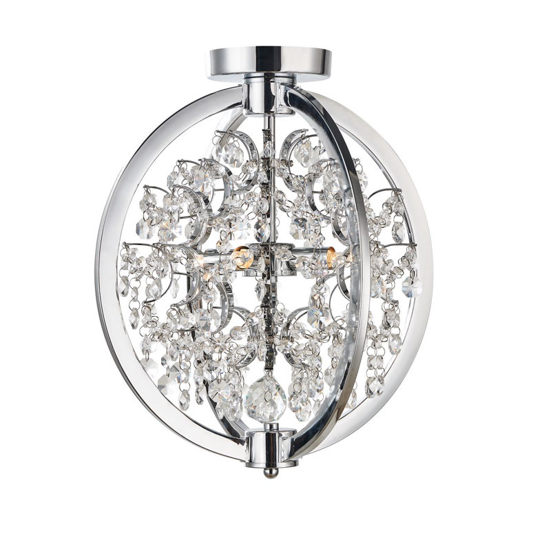 Plafonnier encastré 4 lumières 14 po Nels, Chrome