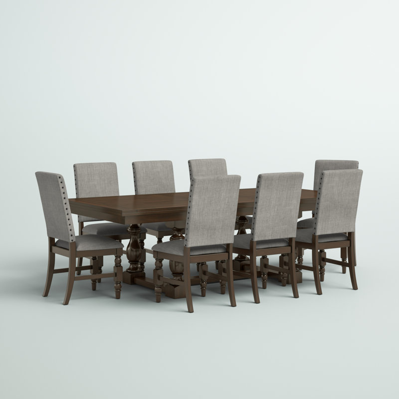 Donnellson 8 - Person Extendable Trestle Dining Set, Gray Linen