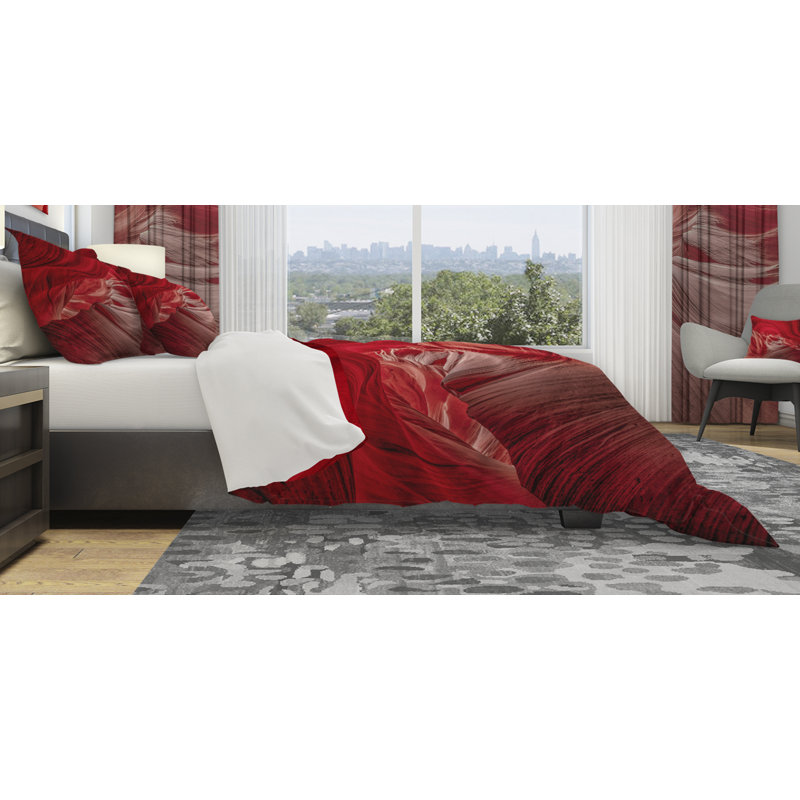 Ensemble de housse de couette Designart Shade in Antelope Canyon, Housse de couette très grand + 2 taies décoratives