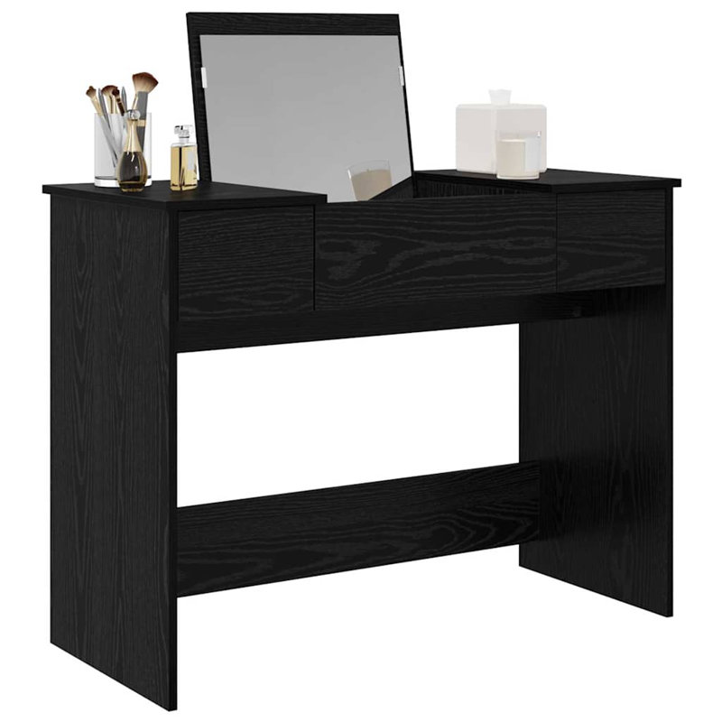 Dressing Table with Mirror, Black