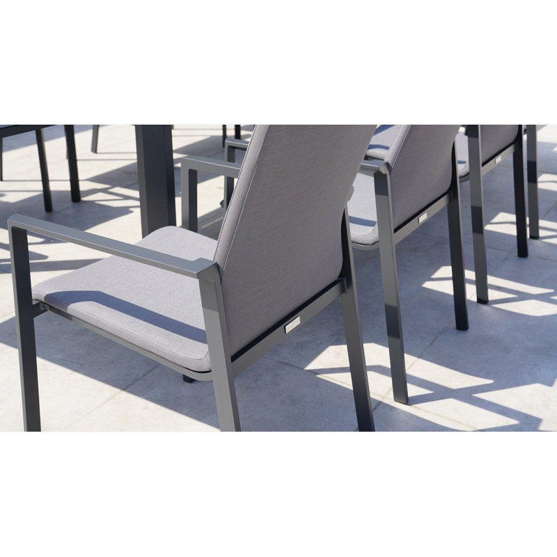 Cebes 8 - Person Metal Patio Dining Set with Rectangular Table, Light Gray
