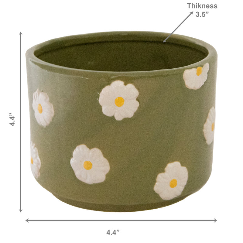5" Ceramic Planter Daisies - Set Of 2
