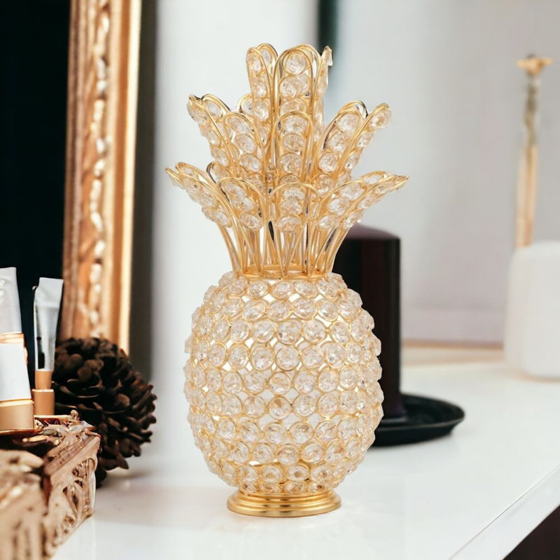 Benfield Glam Bling faux cristal et ananas, Doré, H 23 po x l 10 po x P 10 po