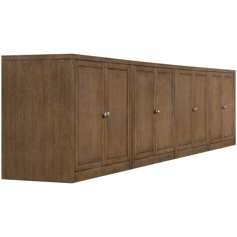 Buffet / placage en bois massif et placage de chêne Gerardi, Brun, 4