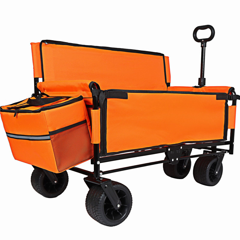 Folding Wagon Cart With Bench Sea, Orange