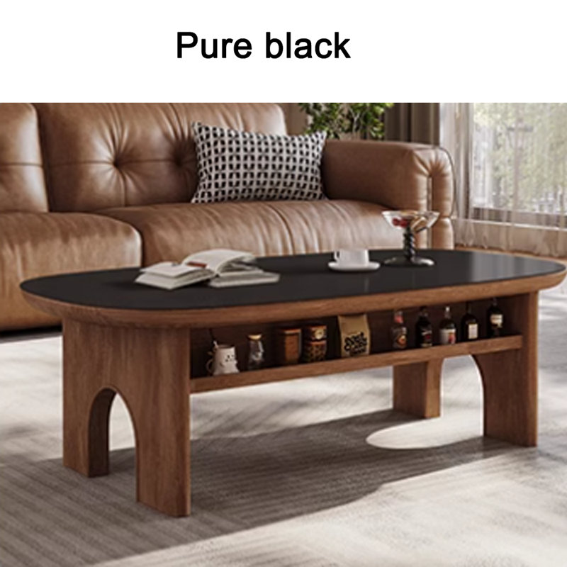 Table basse à bords arrondis et design sécuritaire, Noir, noir, noir, noir