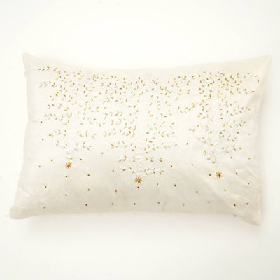 Decorative Pillow | Golden Twinkle Snowy Tree Pillow | 24x16"