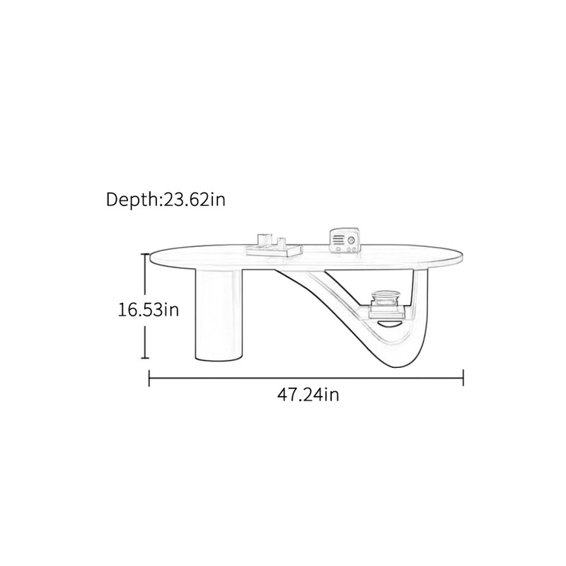 Table basse personnalisée au design rétro, H 16,53 po x L 47,24 po x l 23,62 po
