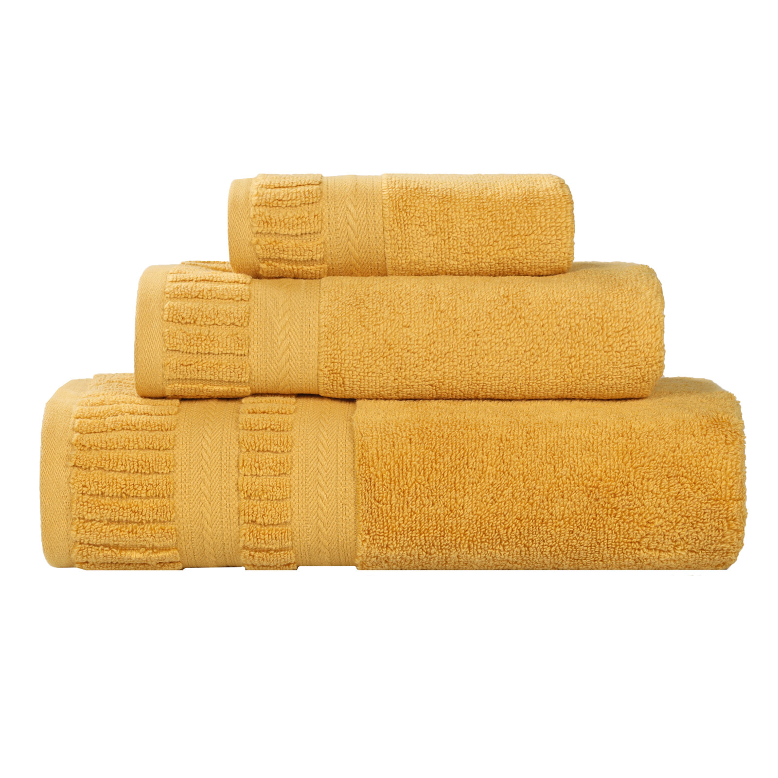 Zero-Twist Cotton Towel Set, Gold, 3 Piece Towel Set