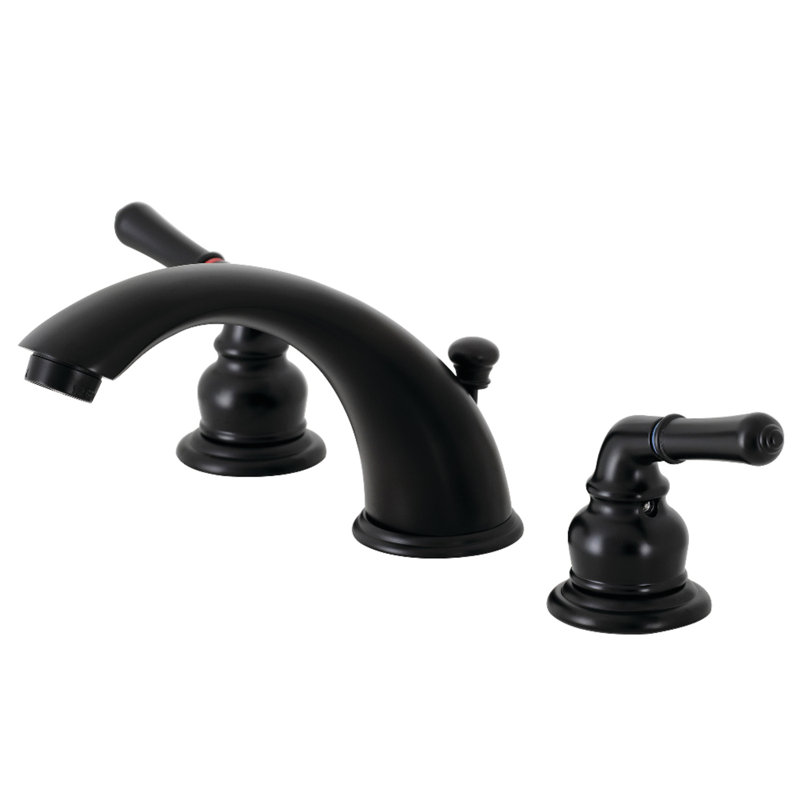 Kingston Brass Magellan Two-Handle 3-Hole Deck Mount Widespread Bathroom Faucet with Retail Pop-Up Drain, Vintage Nickel