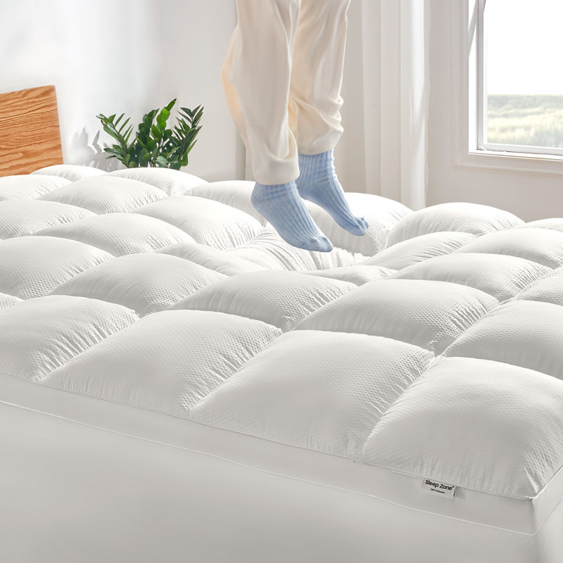Extra Thick Fitted Mattress Pad, Plush & Supportive, Extra-long Twin