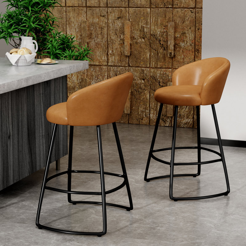 Upholstered Counter Stool With Metal Frame, Counter Stool (26" Seat Height)