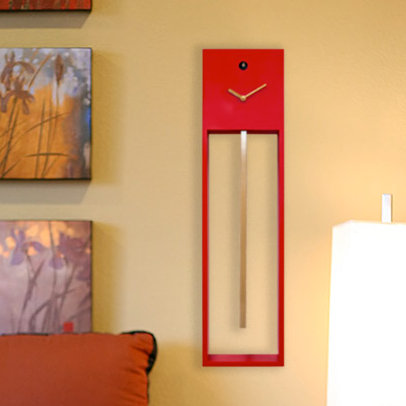 Bechtold Wood Wall Clock, Red/Gold