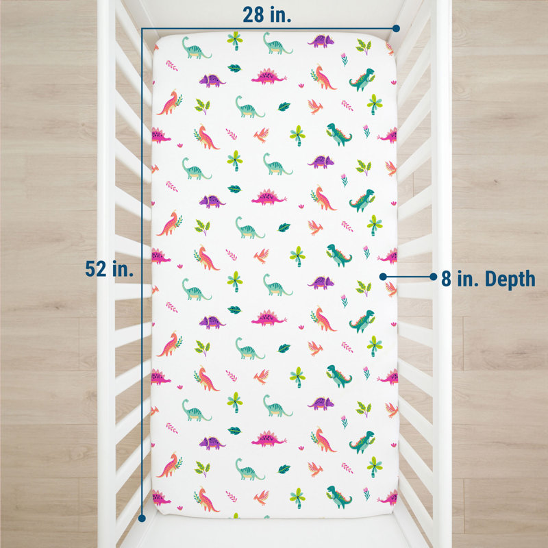 Wildkin Kids 100% Microfiber Crib Sheet – Soft, Breathable Fitted Sheet - Dino Pals