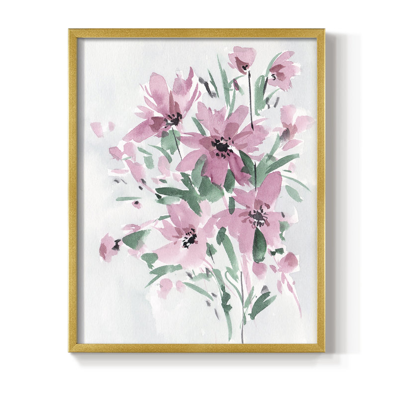 Posy Blooms III Framed Print - Solid Wood, 11" H x 9" W, Gold