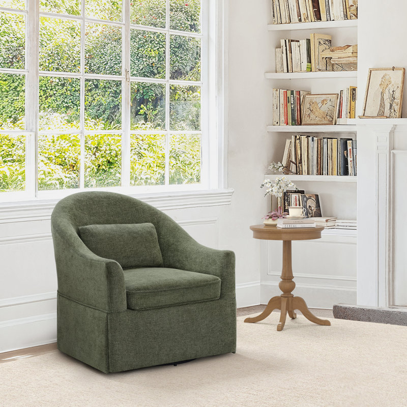 Fauteuil d'appoint demi-tonneau pivotant 30,3 po Martha, Vert mousse