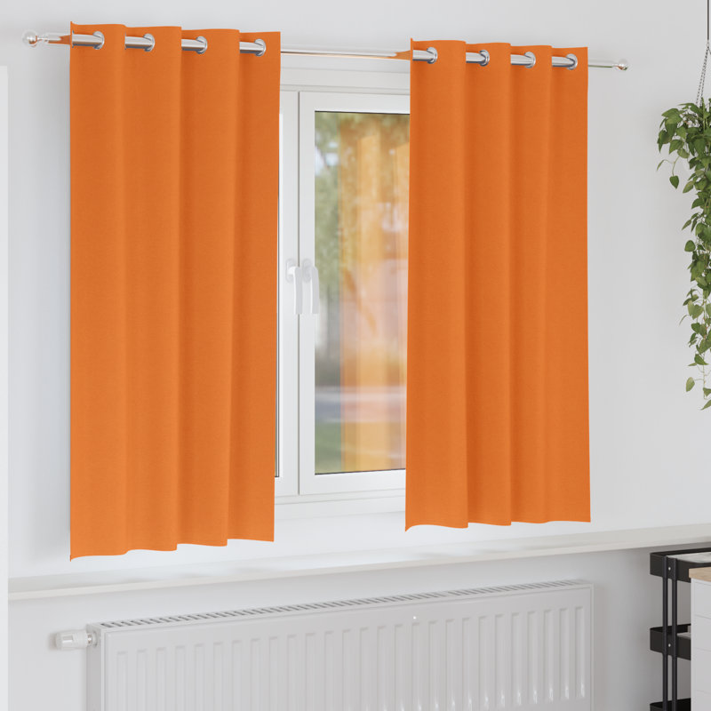 Tacorian Curtain Pair, 140cm Width x 175cm Drop, Bright Orange