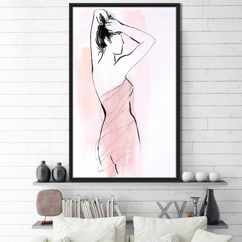 «Getting Ready I», reproduction de peinture à l'aquarelle sur toile, H 43,5 po x l 27,5 po x P 2 po, Cadre flottant noir