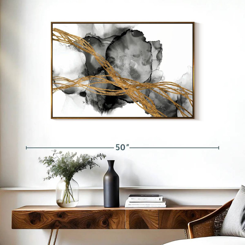 Matrice ondulée I, Cadre flottant doré, 37 po x 25 po