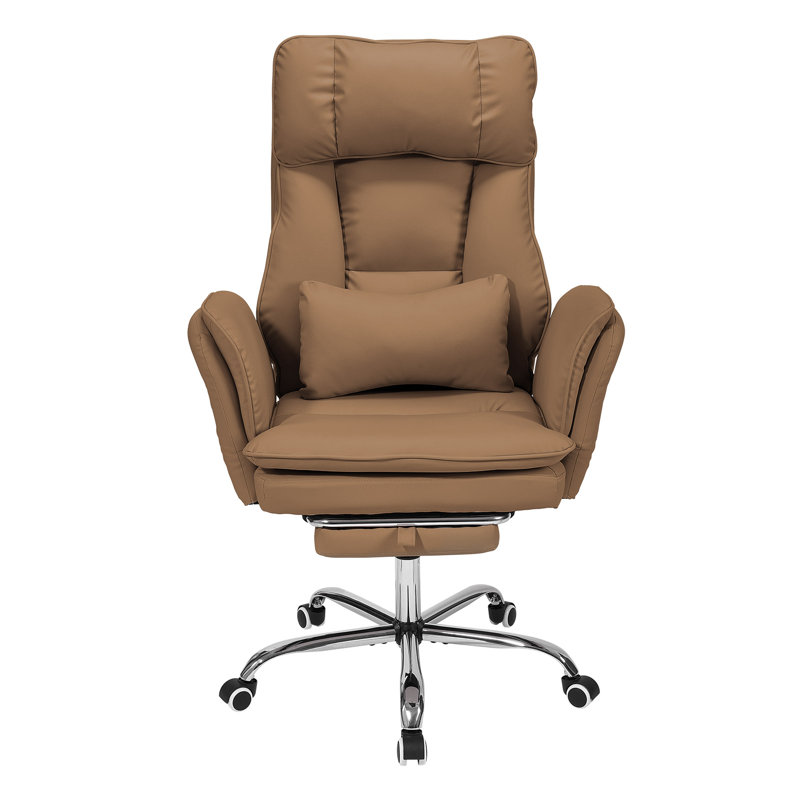 Height-Adjustable Reclining Swivel Office Chair with Footrest