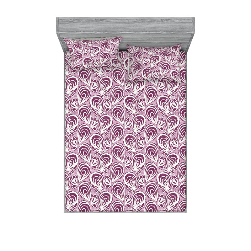 Drap-housse et taies décoratives Ambesonne, Ensemble de draps pour lit double avec 2 taies d'o