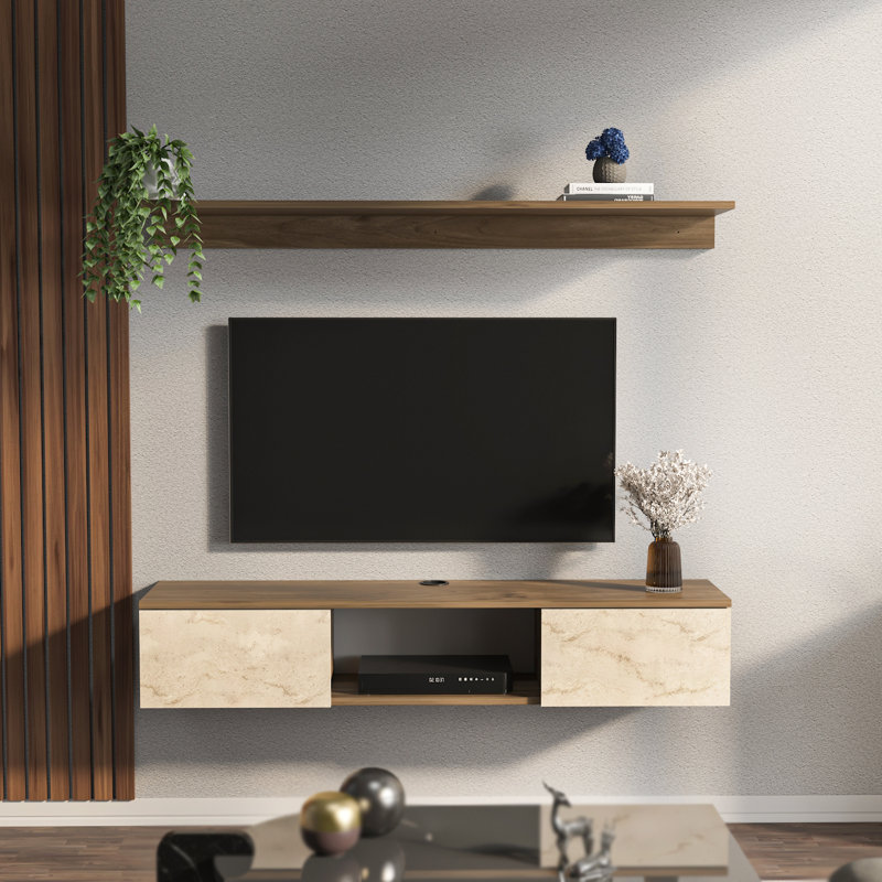 Charlay Floating TV Stand for TVs up to 60", Walnut/Traverter