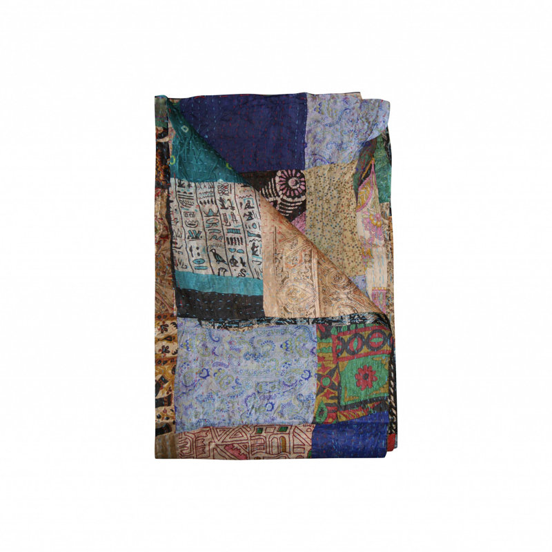 Kantha Quilted Throw Blanket