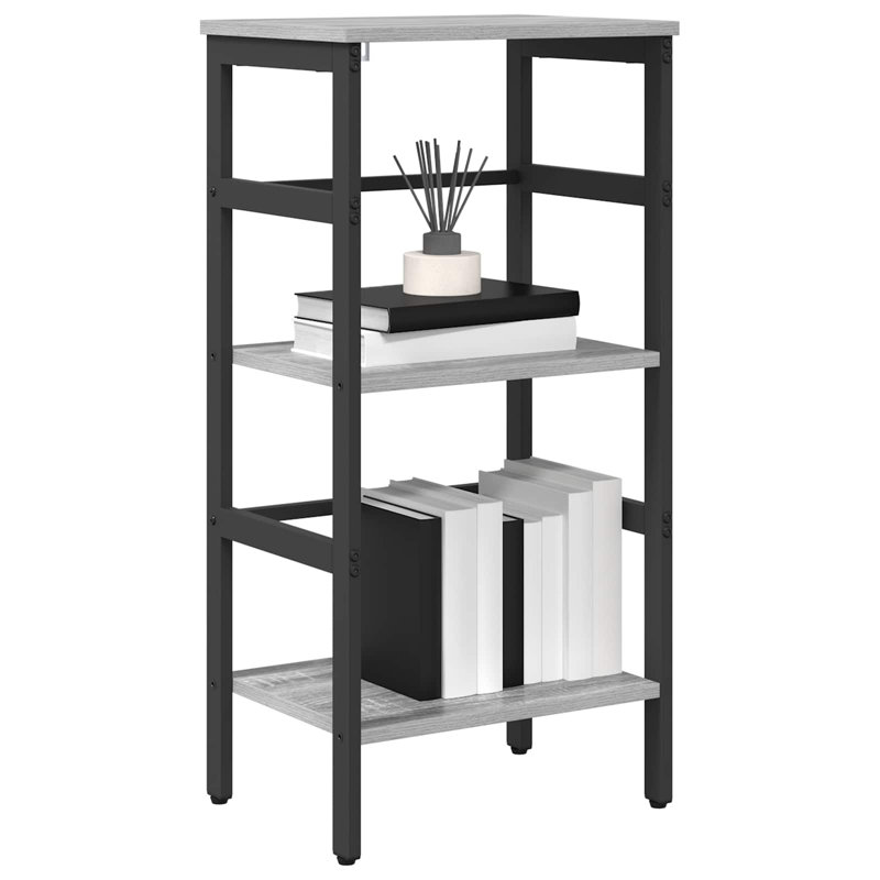 Steel Etagere Bookcase, (2 Shelves) 81cm. H x 40cm. W x 29.5cm. D, Grey Sonoma