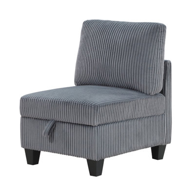 Ellene Modular Armless Chair With Storage, Soft Corduroy