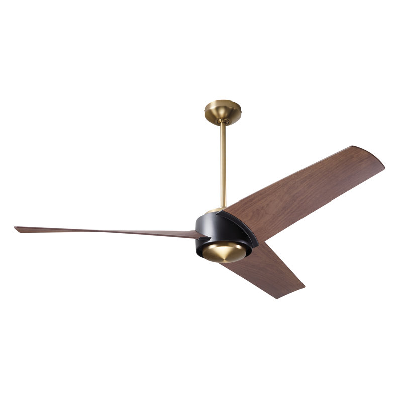 Ambit 56'' Ceiling Fan, Mahogany, Satin Brass/Matte Black, Wall Control