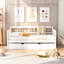 Lit de jour simple blanc avec couchette coulissante, structure en bois et structure en bois massif de qualité pour une utilisation polyvalente