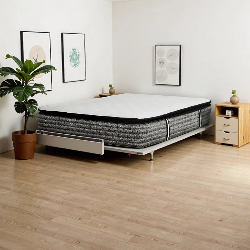 Matelas hybride à ressorts ensachés de qualité supérieure de 14 pouces avec mousse viscoélastique imprégnée de gel pour un confort ultime, blanc / gris