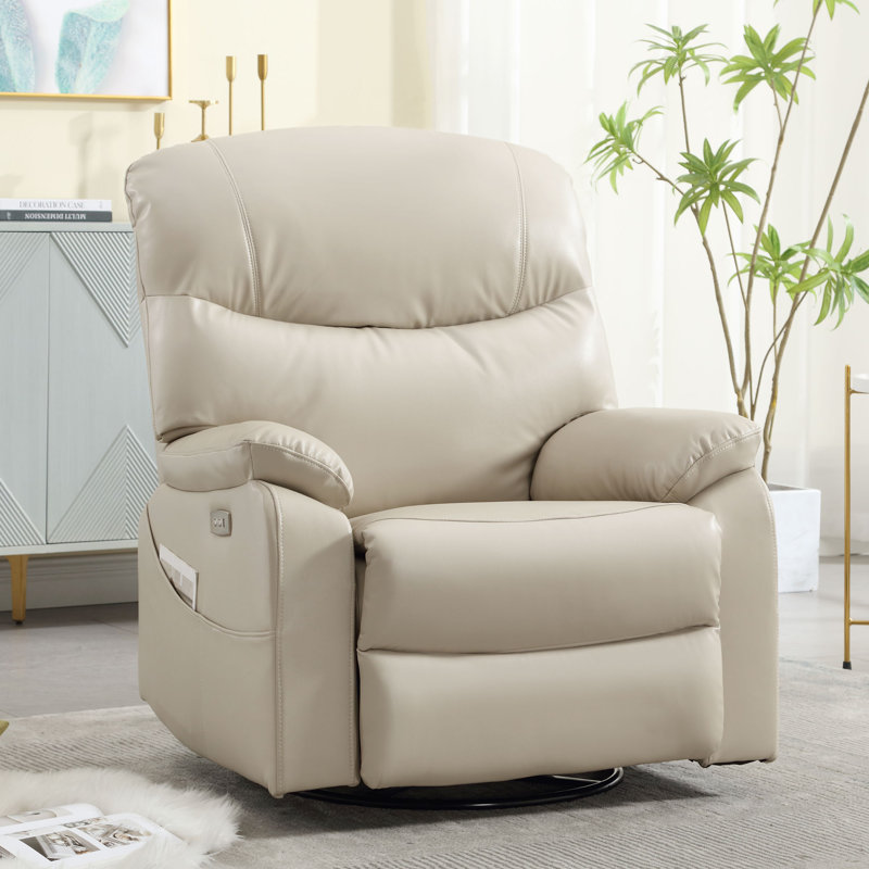 Fauteuil inclinable pivotant Ringwold, Similicuir beige