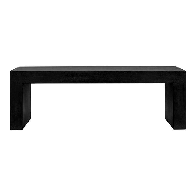 Banc, siège 3, béton naturel renforcé de fibres, 18.5 " H x 55.25 " L x 15.75 " D, Black