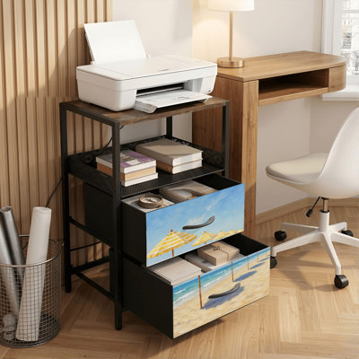 Table de chevet 2 tiroirs avec station de charge, table de chevet pour chambre avec ports USB et amp; Table de chevet noire Outlet