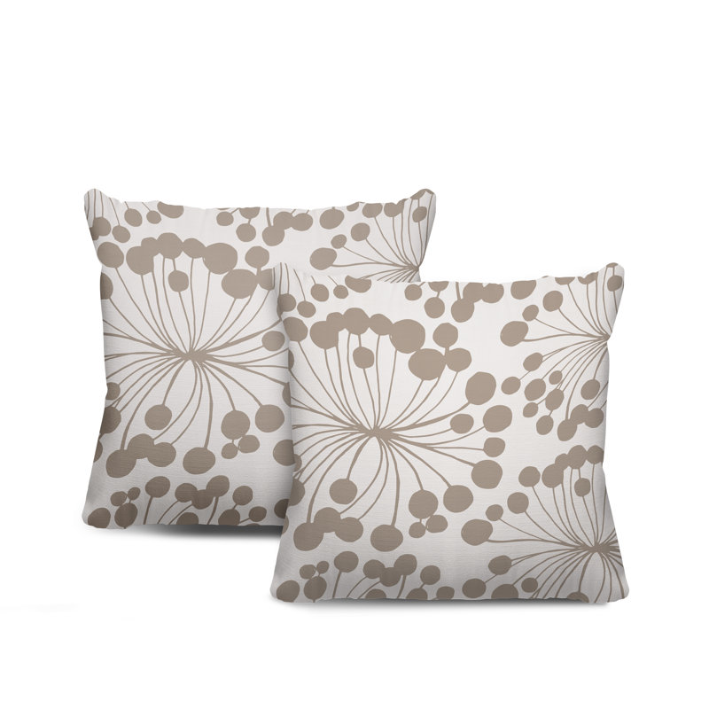 Floral Outdoor Reversible Throw Pillow, Beige, 15W" x 15H"