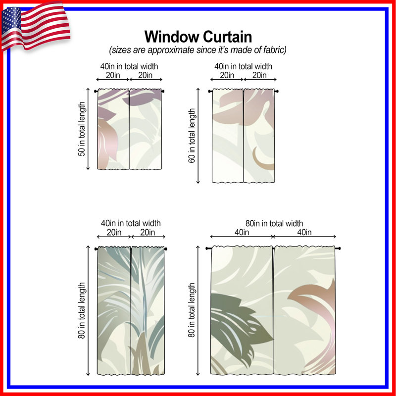 Motif de rideaux de fenêtre à motif floral transparent et obscurcissant - 2 panneaux, 40 po x 60 po - 2 panneaux, Transparent