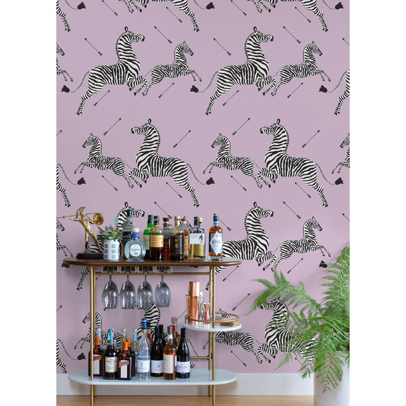 Zebra Vinyl Peel & Stick Wallpaper Double Roll, Lilac