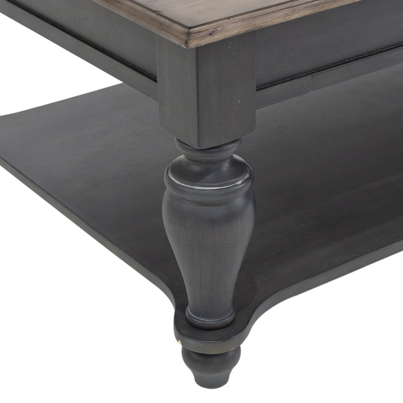 Table basse en bois massif avec roulettes l 48 po Cassady, Gris